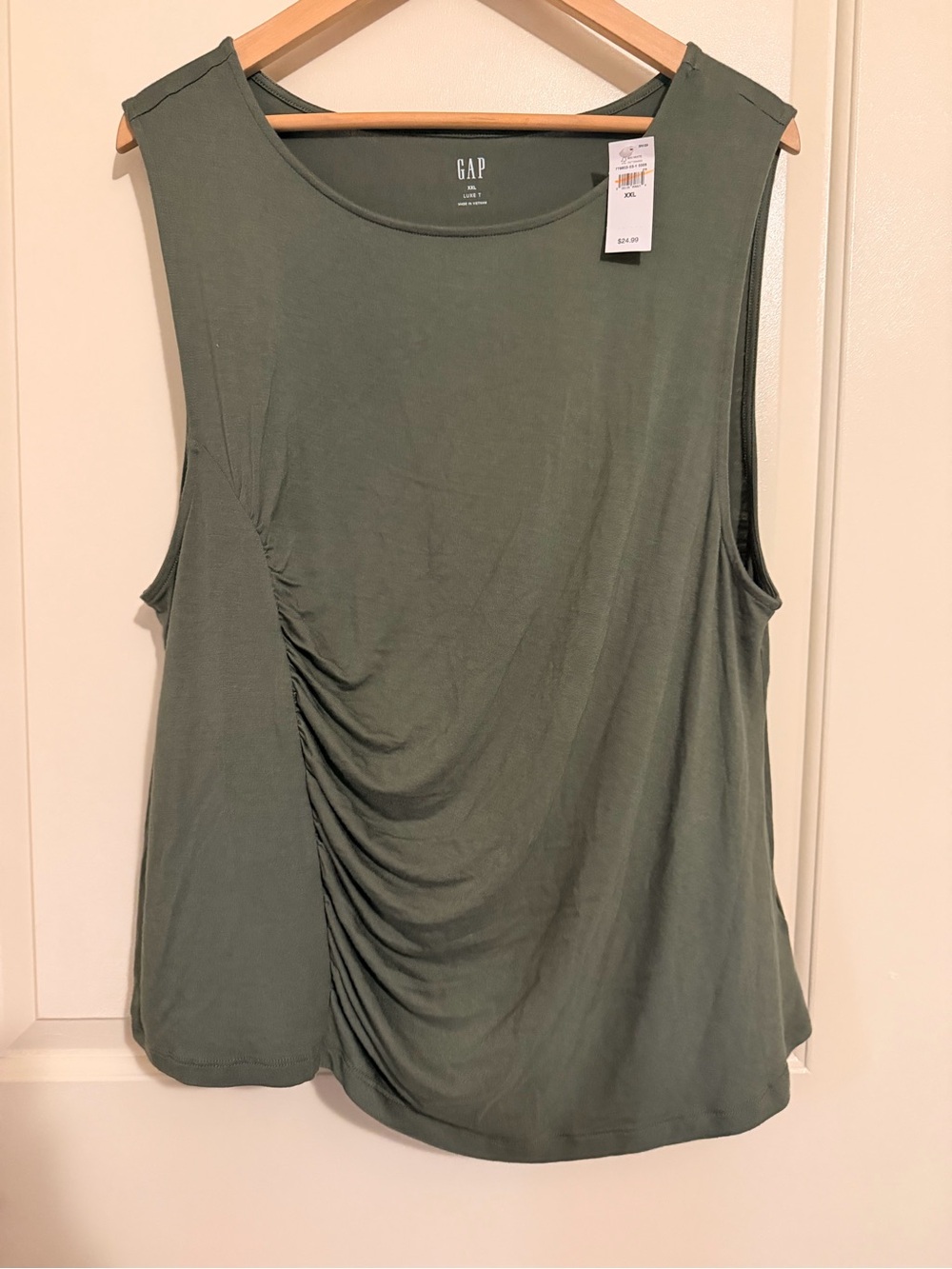 GAP Olive Green Sleeveless Ruched Side Tank
